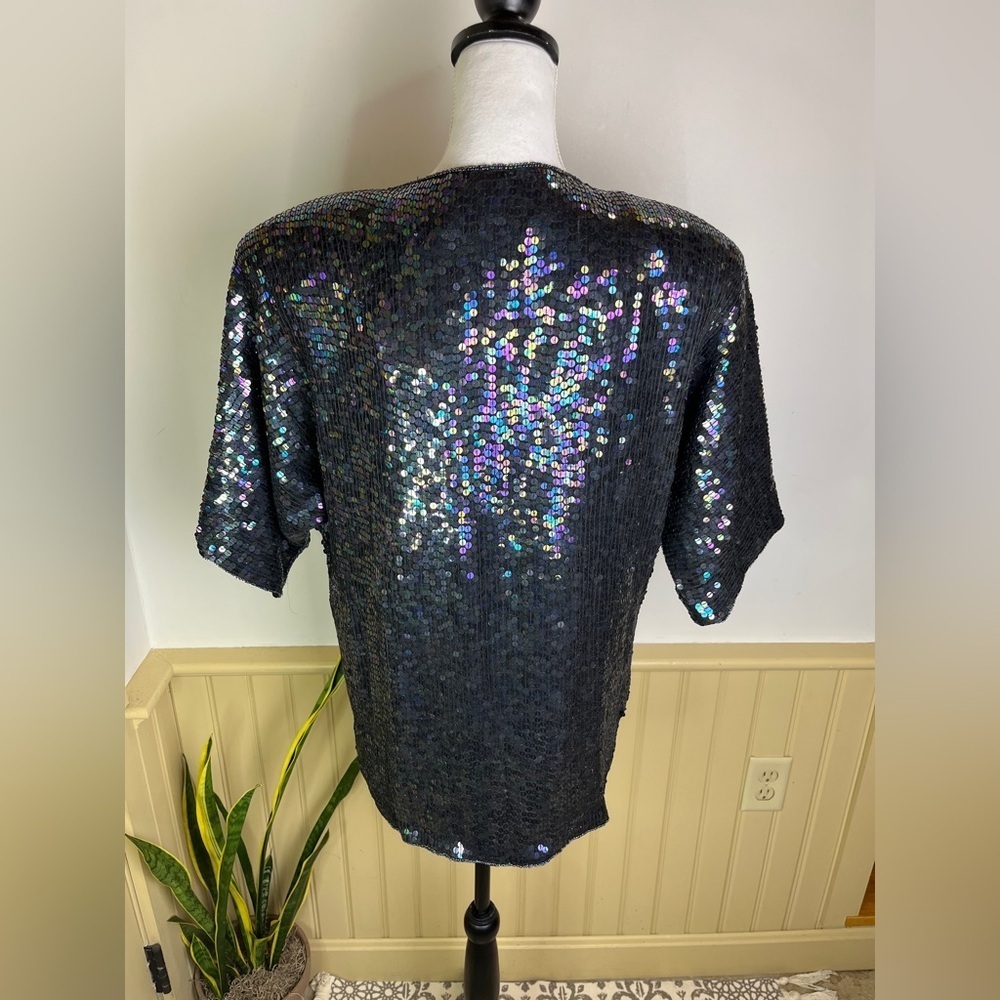 Elegant Black Sequin Women's Blouse - Picture 10 of 12